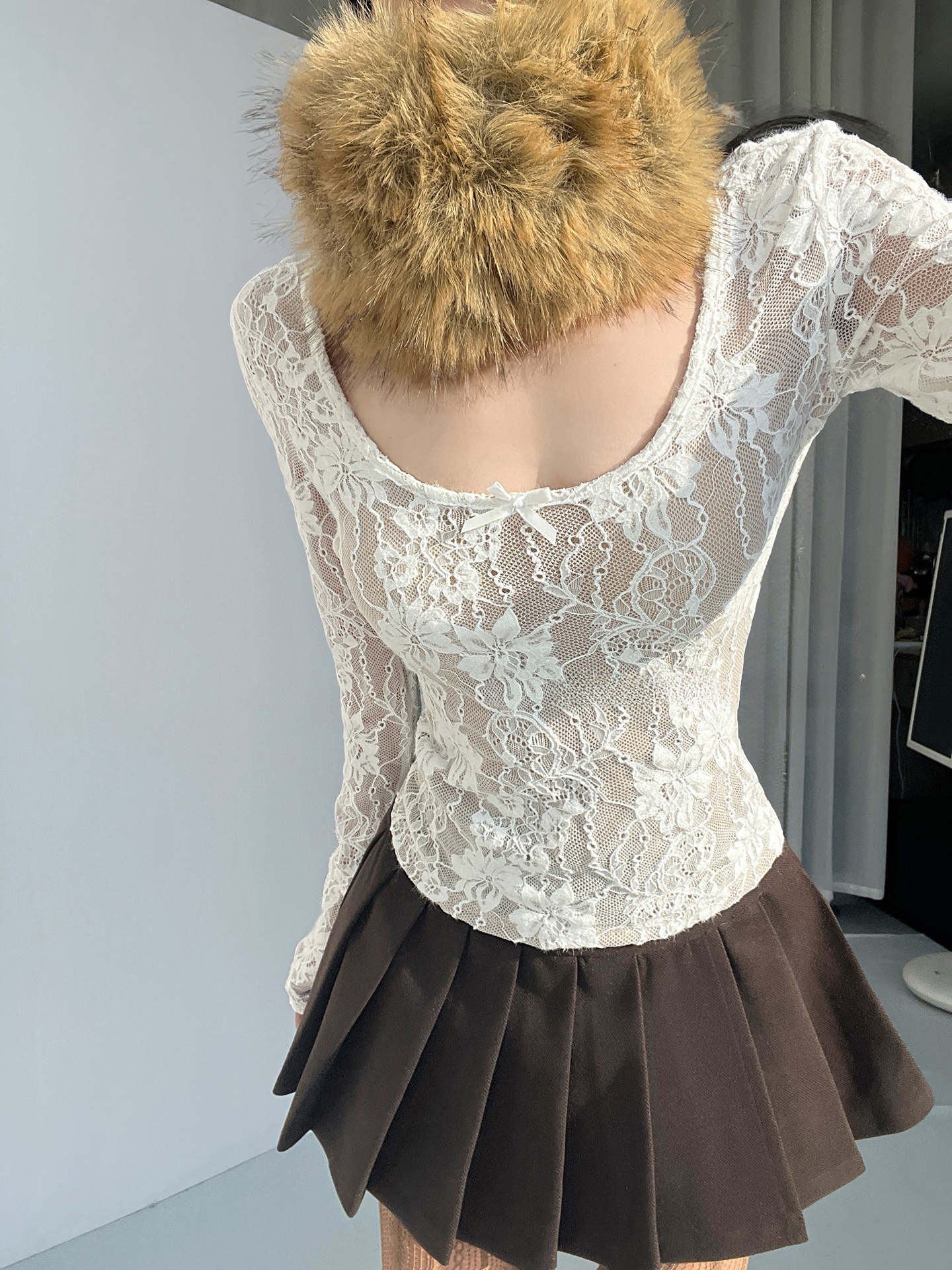 Slimming Lace V-Neck Long Slee - T Shirt Tight Fit บทวิจารณ์และราคา