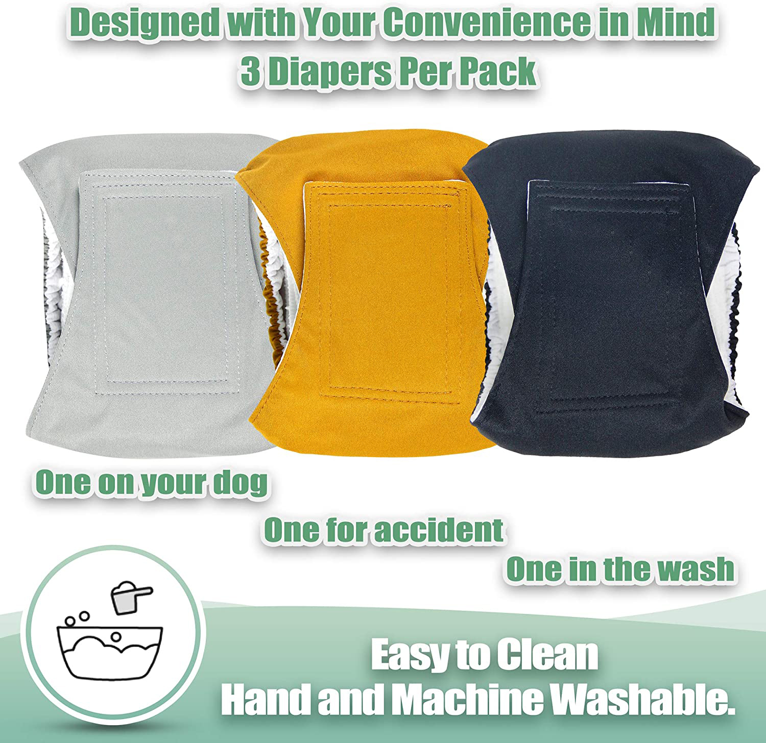 3 Pack Dog Belly Bands Washabl - Multi Pack Underwear บทวิจารณ์และราคา
