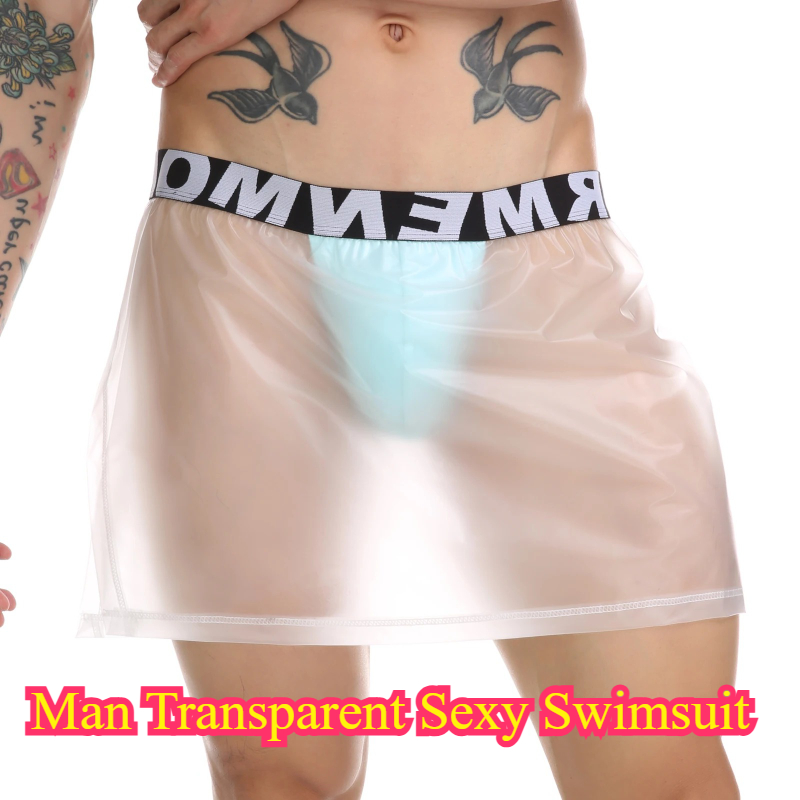 Men Sexy Transparent Swimwear  - Boxer Shorts Modal บทวิจารณ์และราคา