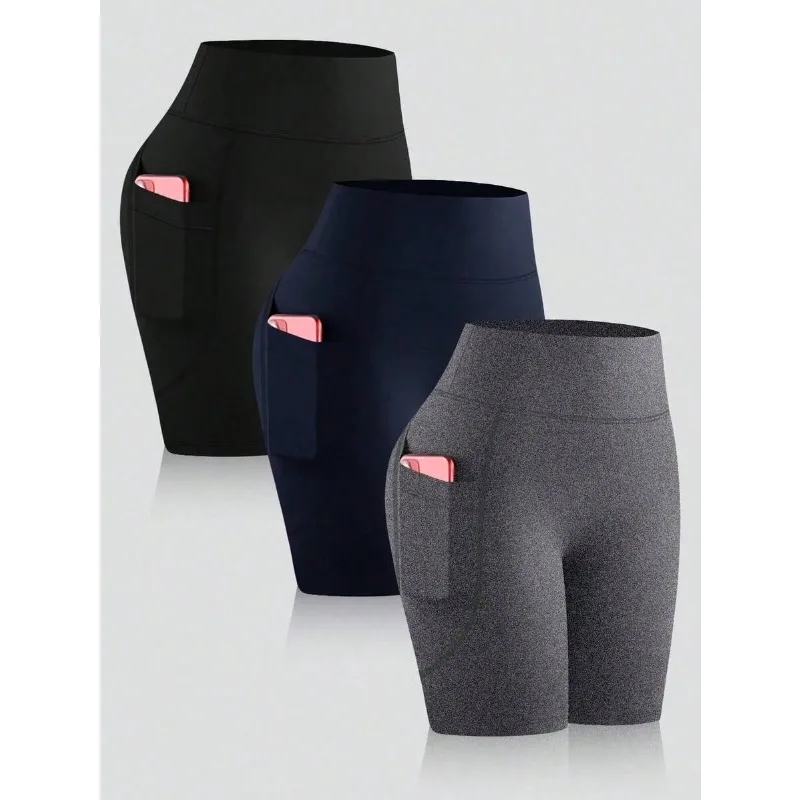 High Waist Yoga Shorts 3Pcs Se - Compression Shorts Athletes บทวิจารณ์และราคา